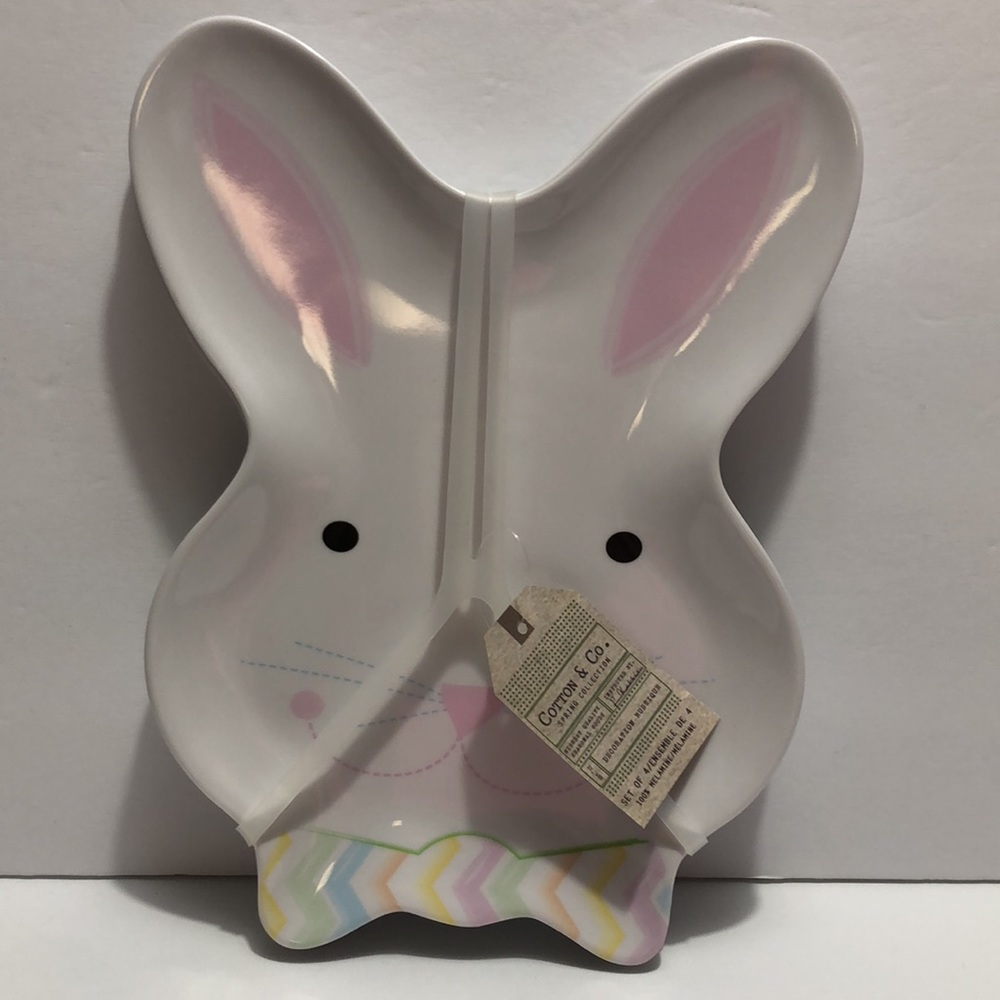 Set Of Melamine Rabbit Shaped Head Plates NWT